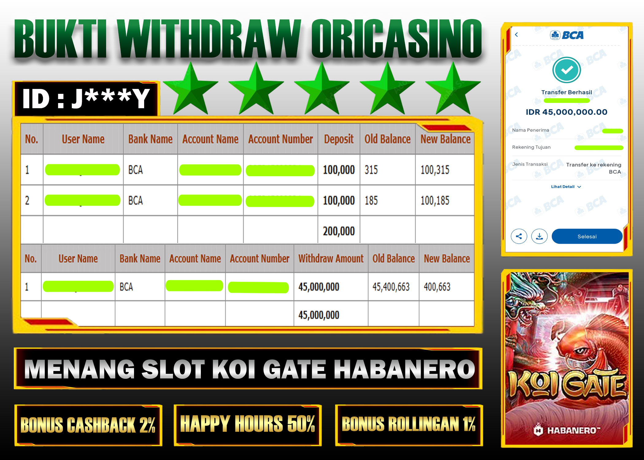 BUKTI KEMENANGAN SLOT KOI G4TE PROVIDER H4B4NERO